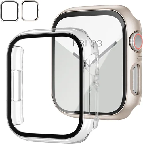 Vista 14 de JZK - 2 fundas con protector de pantalla de vidrio templado para Apple Watch Series 3/2/1 de 38 mm, ultradelgadas, de cobertura completa Negro/Negro