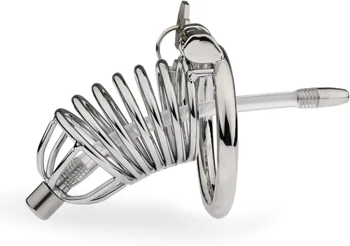 Vista 10 de Jaula de acero inoxidable para hombre con bloqueo de pene con cerradura de metal castidad dispositivo de castidad masculina jaula de polla juguetes