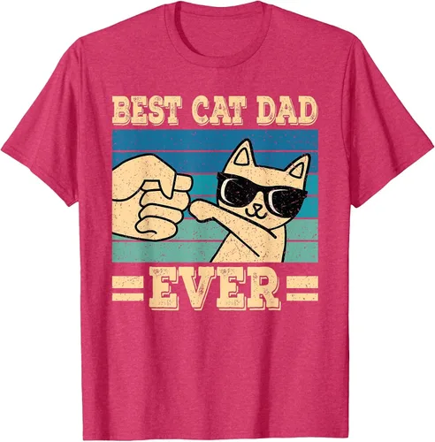 Vista 8 de Best Cat Dad Ever Vintage Funny Cat Lover Retro Men T-Shirt Asphalt Grey