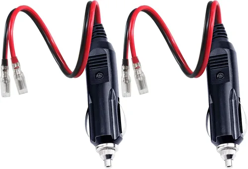 Vista 5 de [1 PAQUETE] Enchufe Macho de Encendedor de Cigarrillos de Repuesto de 12 Voltios con Cables - Adaptador de Coche Kit de Cargador de Batería DC