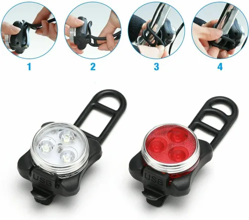 Vista 9 de Rechargeable LED Bike Light Sets, Super Bright Front Headlights and Rear LED Bicycle Lights, 650mah Lithium