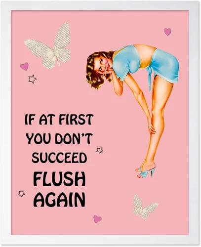 Vista 53 de Poster Master Pin Up Girl Poster - Better Late Than Ugly Print - Butterfly Art - Modern Art - Trendy Art - Gift for Men & Women - Funny Decor for