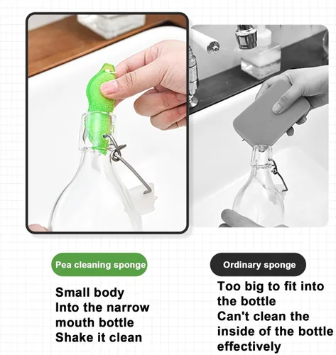 Vista 5 de Fhavent Esponja de limpieza de botellas, esponja de limpieza de botellas en forma de frijoles, esponja de limpieza de botellas reutilizable, esponja