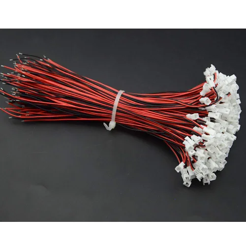 Vista 3 de 100 unidades (50 pares) de 0.049 in 2PIN hembra y macho de conexión con conector de terminal rojo y negro, cable de cable compatible con conector