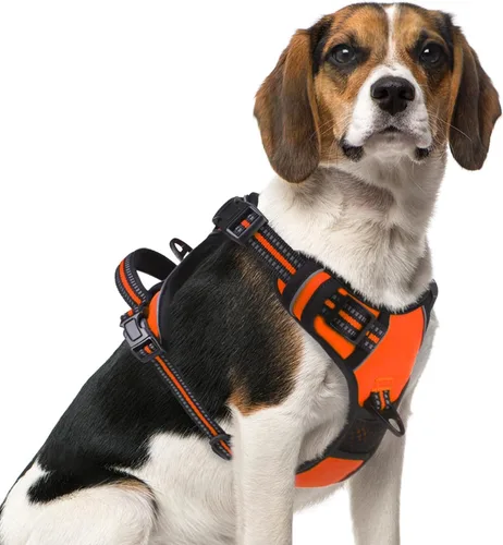 Vista 42 de PUPTECK Arnés táctico sin tirones para perro, tamaño mediano, arnés reflectante ajustable con asa para perro, de fácil control, cómodo y suave