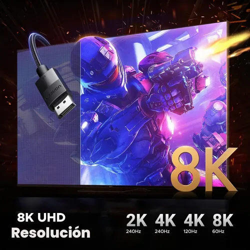 Vista 2 de UGREEN Cable DisplayPort 1.4 con certificación VESA de 8K @60Hz, 4K a 240Hz