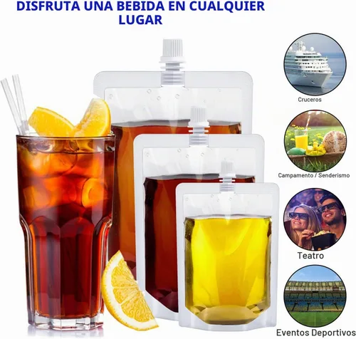 Vista 6 de Juego de 20 botellas de plástico reutilizables de 8 onzas, bolsas de bebidas de viaje, a prueba de fugas, sin BPA para viajes al aire libre 20