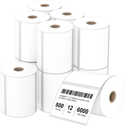 Vista 10 de Etiqueta térmica directa de 2 x 1 pulgadas, papel para códigos de barras, franqueo, dirección, perforada y compatible con impresoras Rollo, Zebra