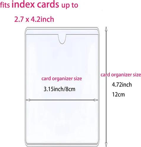 Vista 2 de Paquete de 45 bolsillos autoadhesivos para tarjetas de visita de 2.7 x 4.2 pulgadas, bolsillos para etiquetas de índice de plástico transparente
