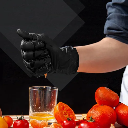 Vista 3 de MAMISON Black Nitrile Disposable Gloves, Powder-Free, Latex-Free, 4 Mil, 100 Count, Food Safe, BBQ, Kitchen, Cooking
