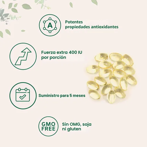 Vista 3 de Micro Ingredients Vitamina E 400IU, 300 cápsulas blandas Píldoras de aceite de vitamina E pura Suplementos antioxidantes para la piel, la cara