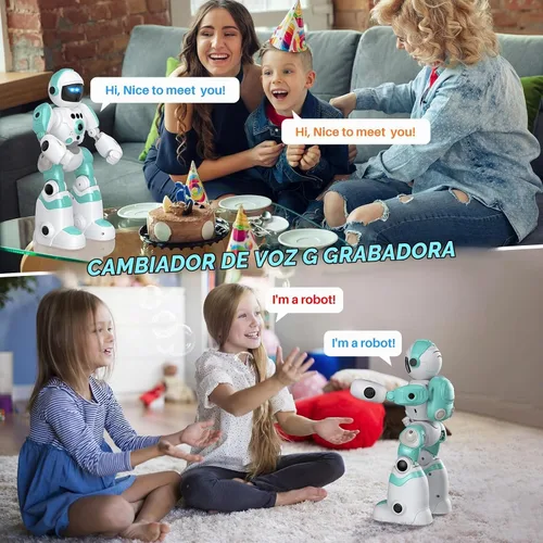 Vista 5 de SIMREX Juguetes Robot para Niños, Robot de Control Remoto, Robot Programable con Voz Grabada Música Danza Control de Gestos, Regalo para Niños