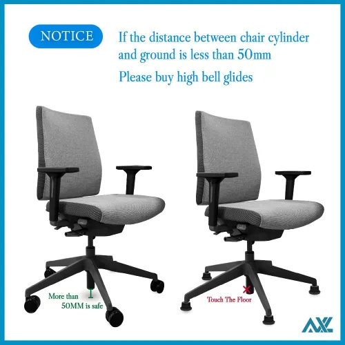 Vista 5 de AXL Bell Glides - Taburete giratorio para silla de oficina de perfil bajo para ruedas fijas estacionarias, juego de 5