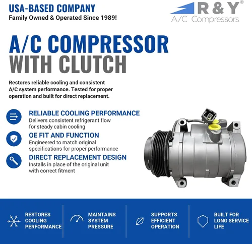 Vista 2 de RYC Compresor de Aire Acondicionado Automotriz AEG313 (Compatible con GMC Acadia, Buick Enclave, Chevrolet Traverse, Saturn Outlook 3.6L 2007-2012)