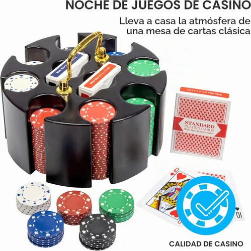 Vista 2 de Brybelly juego de fichas de póquer in caja de madera con sistema de carrusel de 2.5 onzas