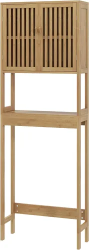 Vista 4 de Bamboo Over-the-Toilet Storage Cabinet with Adjustable Shelf, Natural