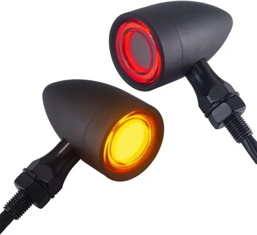 Vista 25 de FATECIM 2 luces traseras LED para motocicleta, intermitentes, luces de freno con visera, luces traseras de motocicleta, intermitentes traseros