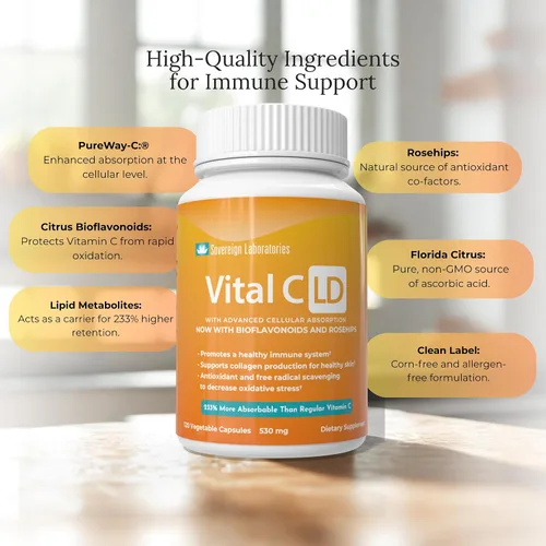 Vista 7 de Vital C-LD - Vitamina C liposomal mejorada - Cápsulas de 530 mg - 120