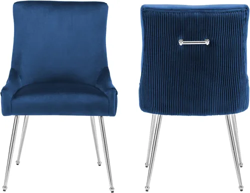 Vista 17 de adochr Juego de 2 sillas de comedor de terciopelo con patas de metal dorado 2-Azul oscuro