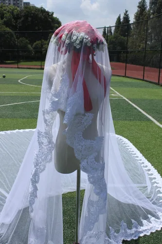 Vista 4 de Cola larga catedral velos de boda blanco marfil para novia velo de novia accesorios