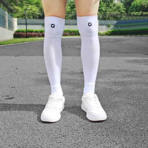 Vista 7 de Calcetines de compresión de manga de pantorrilla para hombres y mujeres, jóvenes, manga de pierna de rugby, calcetines de protección para fútbol