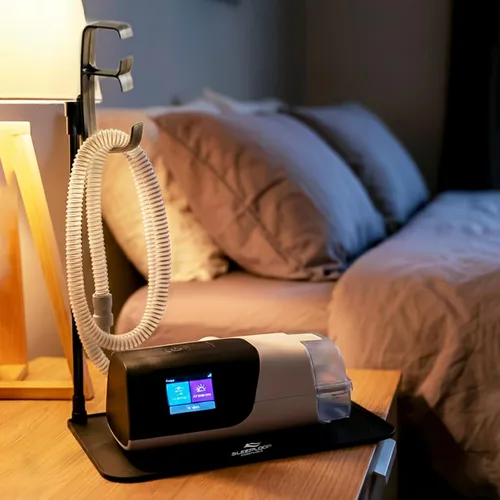 Vista 3 de Soporte de manguera CPAP para máscara y soporte colgador de tubo para mesita de noche CPAP - Suministros para estera CPAP para organizador de mesita