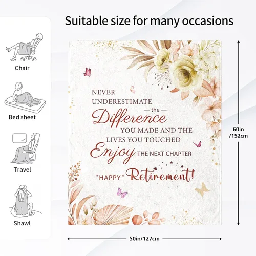 Vista 4 de Regalo de jubilación para mujer, regalos de jubilación para mujeres 2026, manta de 60 x 50 pulgadas, el mejor regalo para mujeres jubiladas