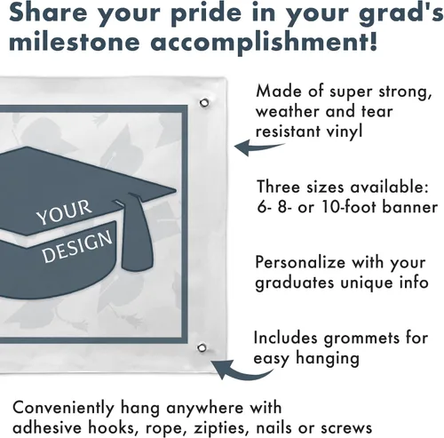 Vista 3 de Let's Make Memories Cartel de graduación personalizado de 6 pies – Clase de 2026 o cualquier año – Decoraciones para fiestas de graduación – Cartel