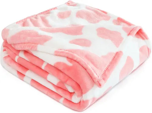 Vista 26 de Manta de vaca para niños de 40 x 50 pulgadas, ropa de cama de forro polar ultrasuave para niños y niñas, manta ligera para cochecito de bebé, bonita