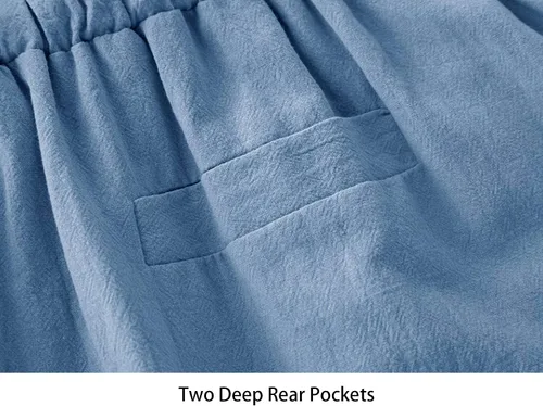Vista 5 de MAGCOMSEN Pantalones capri para hombre con 4 bolsillos, pantalones cortos de lino holgados de pierna ancha, pantalones cortos capri casuales