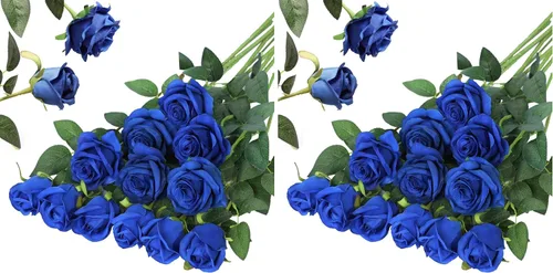 Vista 11 de Hawesome - Ramo de 12 rosas artificiales de seda con tallo largo para decoración del hogar, boda, fiesta (Negro-1)