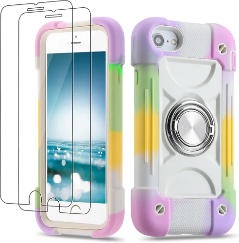 Vista 76 de Funda para iPhone Se3/iPhone Se2, iPhone 6/6S, iPhone 7/iPhone 8 de 4.7 pulgadas con soporte de anillo, con 2 protectores de pantalla resistentes