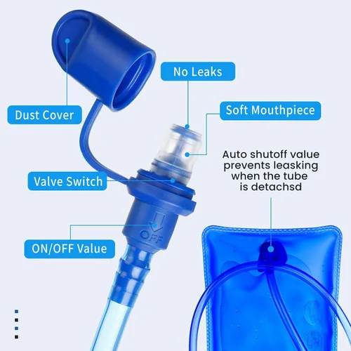 Vista 5 de Mochila de hidratación de 3 piezas con 3 unidades de 2 litros de agua de vejiga de agua, paquete de hidratación para camping, senderismo, ciclismo