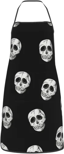 Vista 16 de Delantal de calavera de azúcar, delantales de cocina para hombres y mujeres, delantal de cocina, delantal de chef, delantales de jardín ajustables
