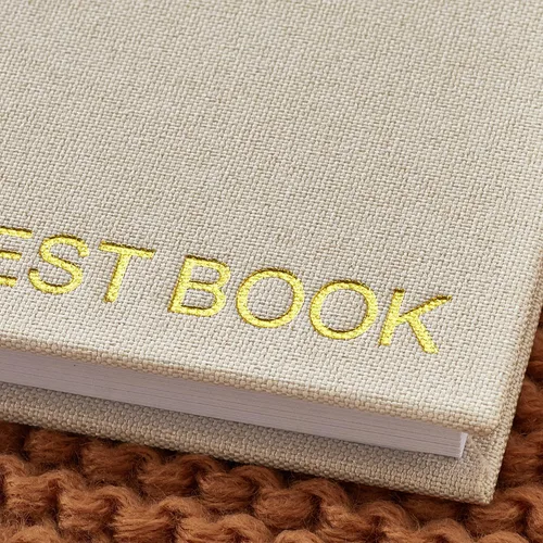 Vista 7 de AKITSUMA Libro de invitados de boda, libro de invitados para recepción de boda, libro de invitados forrado para fiesta, libro de registro de lámina