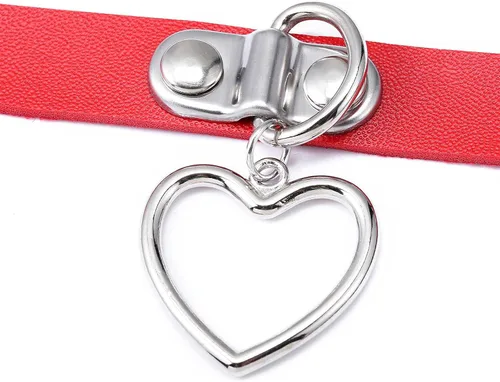 Vista 3 de Olbye Lock Heart Choker Necklace Short Black Leather Necklace Punk PU Collar Necklaces Cosplay Necklace Link Chain Gothic Necklace Jewelry for Women