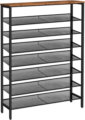 Vista 10 de HOOBRO - Estantería para zapatos de 8 niveles, estante para zapatos de 29.5"L, organizador de almacenamiento de zapatos de gran capacidad para 21-24