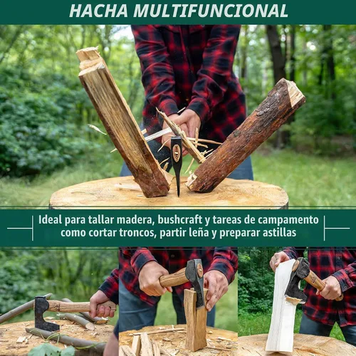 Vista 2 de Hacha de Bushcraft BeaverCraft AX6 para Talla de Madera - Hachas y Ejes de Camping Forjados - Hacha de Corte de Madera, Ejes de Jardinería Manual