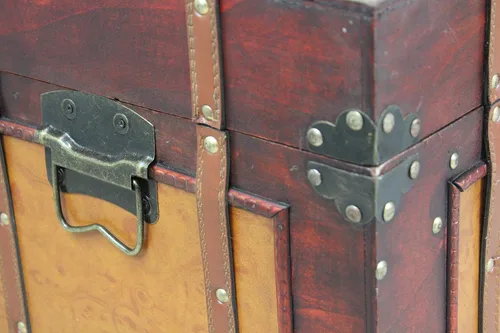 Vista 6 de Baúl grande del vapor del estilo antiguo, caja de almacenamiento decorativa
