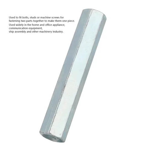 Vista 6 de Tuercas de varilla largas M8 x 66 Acoplamiento de acero al carbono Manguito hexagonal Tuerca de enfrentamiento de conexión Tornillo
