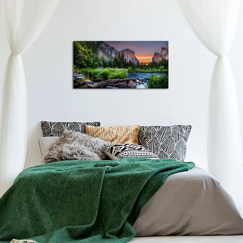 Vista 2 de LyerArtork Yosemite Valley National Park - Lienzo decorativo para pared, diseño de naturaleza americana, arte moderno, paisaje, decoración de pared