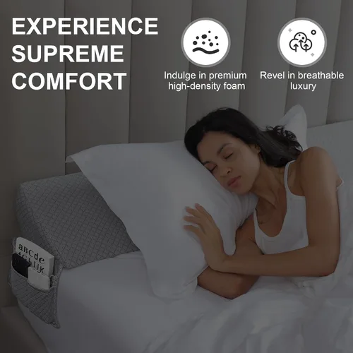 Vista 6 de Almohada de cuña tamaño matrimonial para cabecera / relleno de espacio entre cabecera y cama, almohada de cuña para cabecera / relleno de espacio