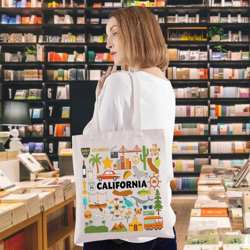 Vista 3 de WZMPA Bolsa de viaje California – Regalo de vacaciones y bolsa de compras – Regalo de recuerdo Calif 2