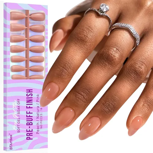 Vista 11 de BTArtboxs XCOATTIPS - Uñas postizas a presión, color marrón, gel suave, almendra corta, 160 unidades Lamp-Curable, 4-Week Wear, Salon Quality