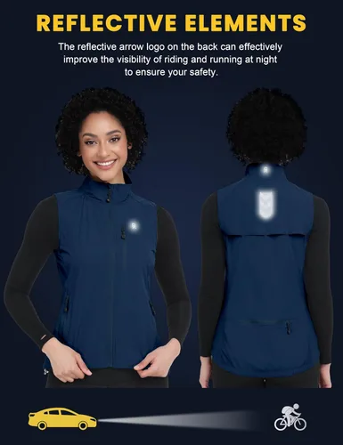 Vista 5 de Little Donkey Andy - Chaleco ligero de mujer de secado rápido para mujer, verano, a prueba de viento, sin mangas, elástico, chaqueta para golf Azul