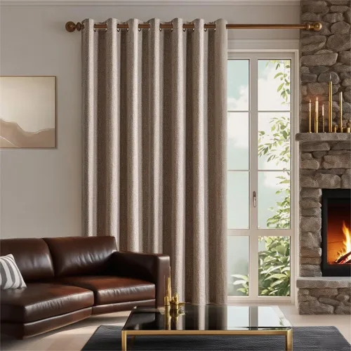 Vista 58 de IGEMAEVE Cortinas opacas para dormitorio con ojales, beige, 52 pulgadas