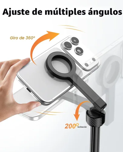 Vista 5 de Vimose - Trípode magnético para iPhone, mini trípode para selfie stick para Magsafe, trípode de viaje portátil giratorio de 360°, soporte