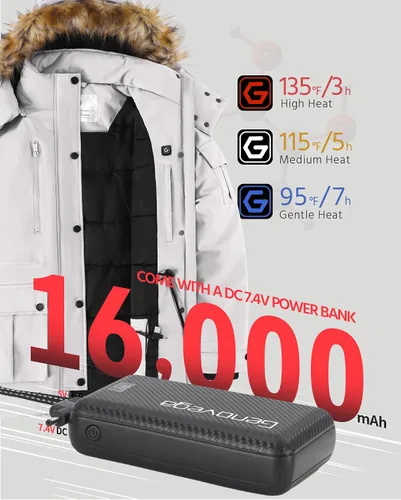 Vista 3 de Chaqueta térmica de grafeno para mujer con batería 16000mAh 7.4V impermeable y resistente al viento