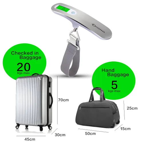 Vista 4 de MYCARBON Báscula digital para equipaje, báscula colgante de alta precisión de 110 lb50 kg con pantalla retroiluminada, perfecta para viajes y hogar