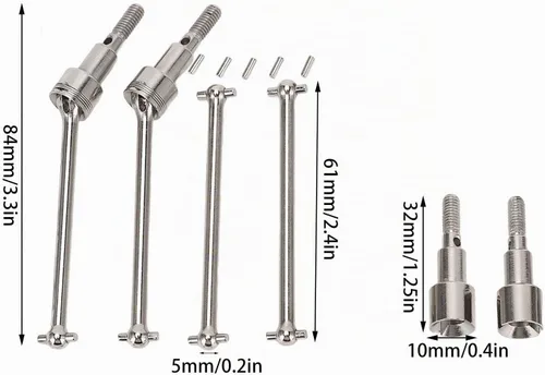 Vista 2 de Juego de eje de transmisión de coche RC 1/16 Kit de eje CVD delantero trasero compatible con 16101 16102 16103 16201PRO Ejes de transmisión de acero